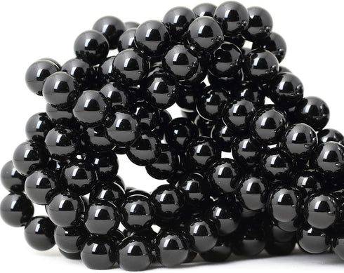 35PCS 10mm Black Smooth Polish Onyx Agate Gemstone Round Loose Beads for Jewelry Making 1 Strand 15"...