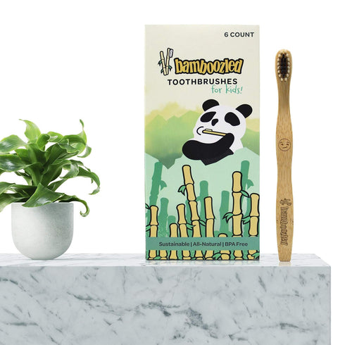 Bamboozled | Kids Bamboo Toothbrush | Child Size, Biodegradable Handle | BPA Free, Charcoal Infused Soft Bristles | Set of 6 | The Natural Way to ...