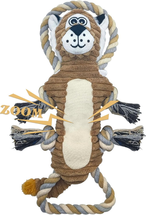 Squeaky Dog Toys, Interactive Tug of War Puppy Toys, Funny Plush Dog Chew Toys, Stuffed Dog Toys for Small,Medium and Large Dogs - Lion...