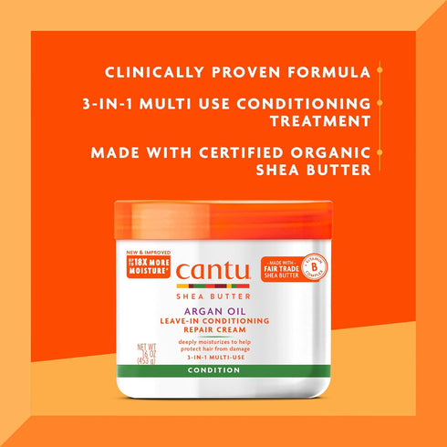 Cantu Leave-In Conditioning Repair Cream with Argan Oil, 16 oz (Packaging May Vary)...