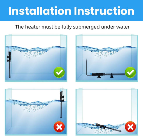 AQUANEAT Aquarium Heater, 50W Fish Tank Heater, Adjustable Submersible Water Thermostat with Thermometer...