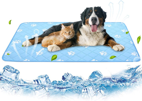 PUPTECK Upgraded Dog Cooling Mat Ice Silk Self Cool Pad for Small Medium Large Dogs and Cats, Non-slip Pet Bed for Summer or Hot Days Sleeping, Wa...