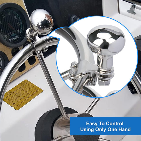 Pebbly Beach Boat Steering Wheel Knob, 316 Stainless Steel Wheel Knob Spinner, Suicide Knob with Wrench...