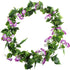 GTIDEA Artificial Vines, 2pcs 15Feet Morning Glory Hanging Plants Silk Garland Fake Green Plant Home Garden Wall Fence Stairway Outdoor Wedding Ha...