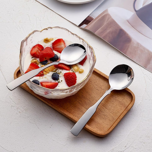 Soup Spoons, Stainless Steel 6.1” Heavy Duty Round Spoons, Dinner Spoon Table Spoon Silverware, Metal Spoon Cutlery Set, 6-Piece...