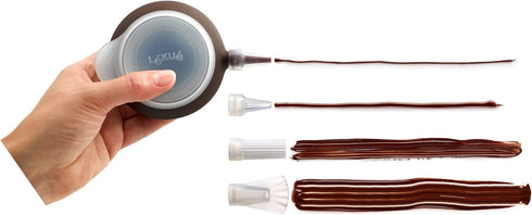Lekue Deco Pen with Nozzles, Brown, Set of 4...
