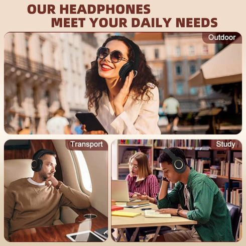 Bluetooth Headphones Over Ear with Microphone,BT Headphones,Foldable Wireless and Wired Stereo Headset Micro SD/TF, FM,Soft Earmuffs &Light Weight...