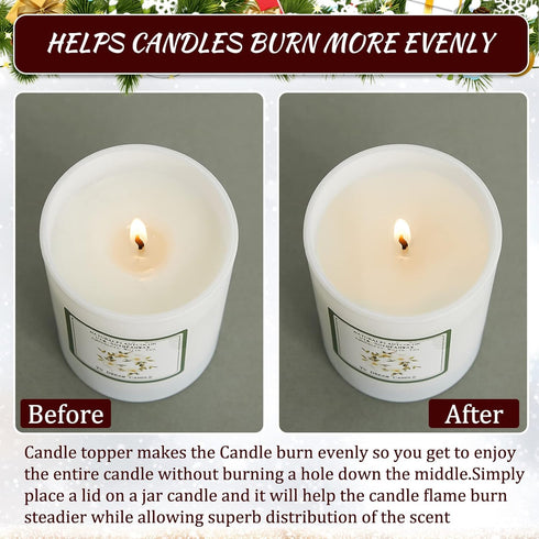 Moxweyeni 2 Pieces Candle Toppers to Burn Evenly Scented Jar Candles Cover 2.85 Inch Mother's Day Gifts Leaf Pine Topper Lids Accessories Sleeves ...