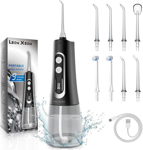 Advanced Water Flosser for Teeth, Gums, Braces and Dental Care, Large Water Tank 350ml, 9 Modes, Digital Screen, Waterproof, Rechargeable, Portabl...
