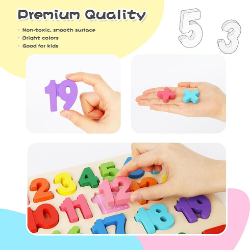 LovesTown Wooden Puzzles for Kids, Number Shape Puzzles Preschool Educational Toys Montessori Toddler Puzzles for Boys Girls...