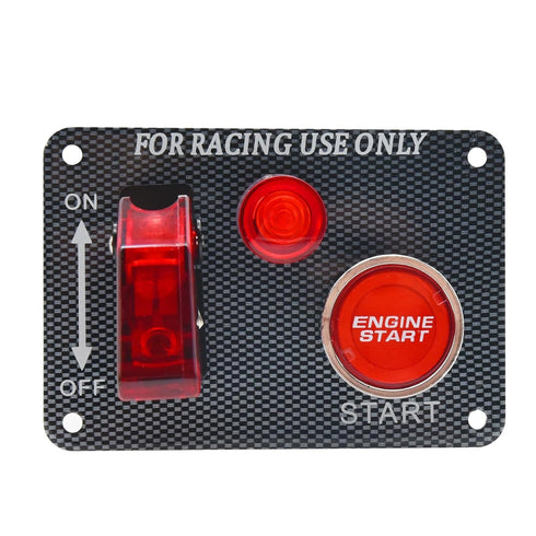 12V Ignition Switch Panel, Race Car Ignition Switches with Push Button Engine Starter Switch Panel, Racing Switch Panel Carbon Fiber LED Ignition ...