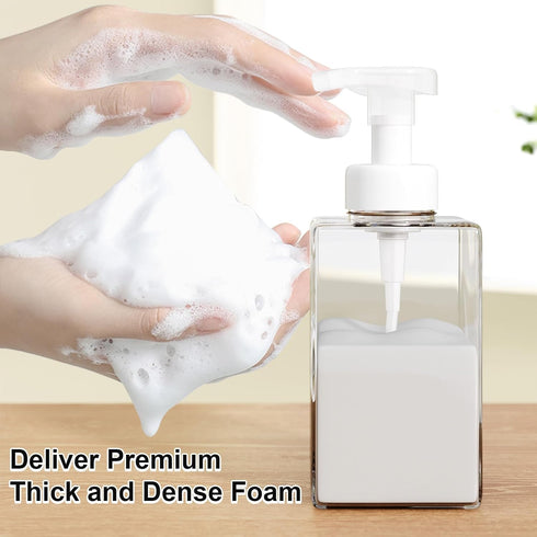 Foaming Soap Dispenser, 15 Oz Foam Soap Dispenser for Bathroom & Kitchen, Refillable Foaming Hand Soap Dispenser for Liquid Soap, 2Pcs Foam Pump B...