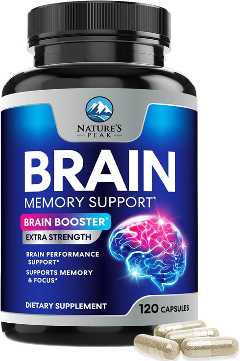 Brain Supplements for Memory and Focus, Nootropic Support for Concentration, Clarity, Energy, Brain Health with Bacopa, Cognitive Vitamins, Phosph...