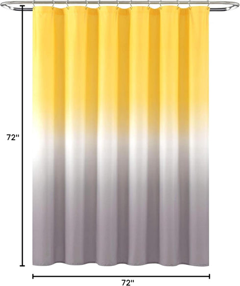 Lush Decor Umbre Fiesta Shower Curtain, 72" x 72", Yellow and Gray...