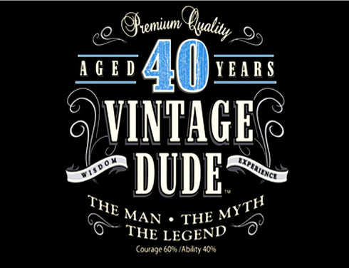 1/4 Sheet Cake - Vintage Dude 40th Birthday - Edible Cake or Cupcake Topper - D20377...