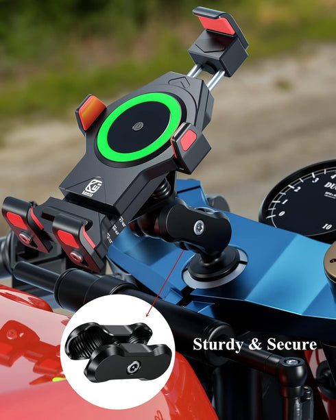 BRCOVAN Aluminum Alloy Anti-Theft Double Socket Arm Compatible with RAM Mounts B Size 1'' Ball Components & Bike Motorcycle Phone Mount Holder wit...