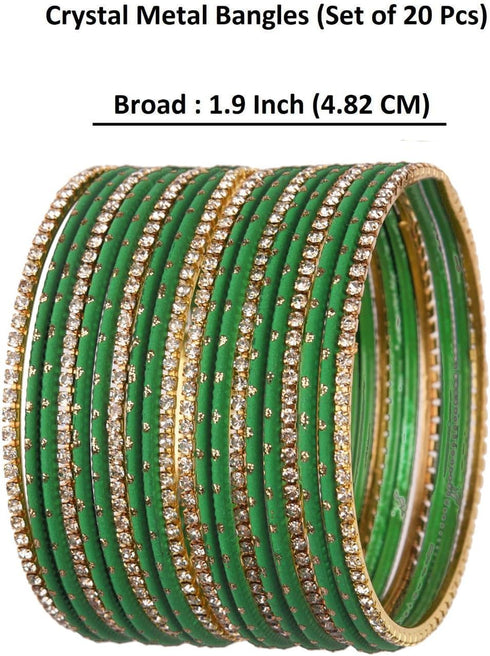 Efulgenz Indian Bangles for Women Indian Bangle Set Rhinestone CZ Plain Metal Bracelet Bangle Jewelry for Women (Green, 2-6)...