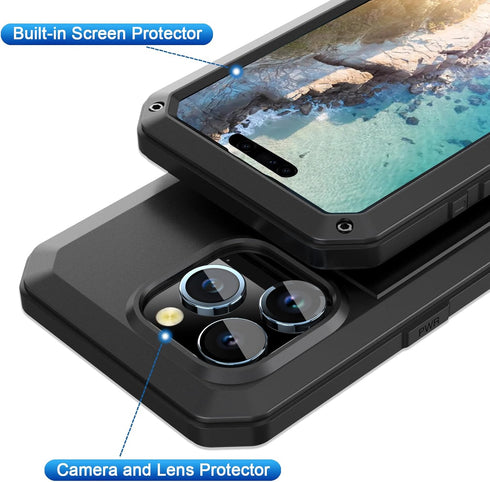 2024 for iPhone 15 Pro Max Case Cover Full Body Shockproof Dustproof Waterproof Aluminum Alloy Metal Gorilla Glass Cover Case for Apple iPhone 15 ...