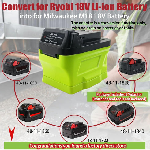 for Ryobi for Milwaukee Battery Adapter Converter,Replacement for Milwaukee 18V Battery,Cordless Power Tool Adaptor...