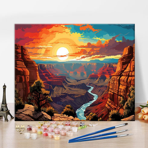 TISHIRON Paint by Numbers Kit for Adults, US Grand Canyon National Park DIY Paint by Numbers, Sunset Colorful Pop Art Paint by Numbers Kit for Adu...