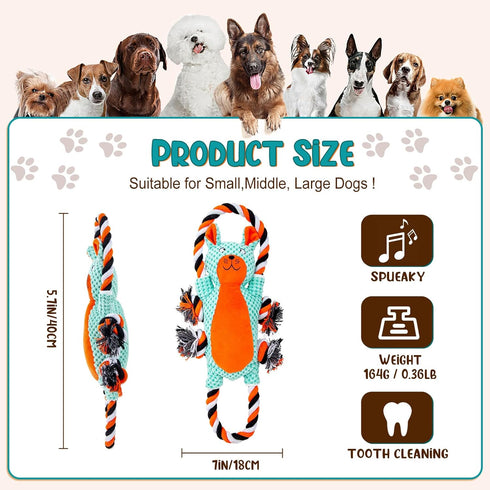 Dog Toys for Aggressive Chewers, Interactive Tug of War Dog Toy, Squeaky Dog Toys to Keep Them Busy for Small,Medium,Large Dogs...