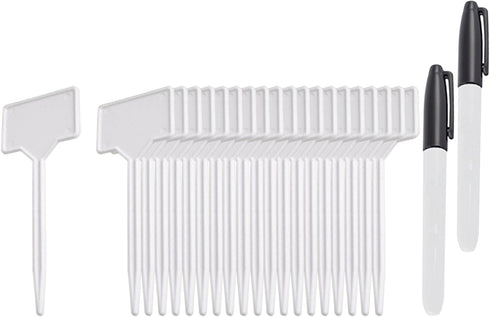 Set of 20 White Tee Garden Markers and Permanent Markers - Perfect for Your Garden This Spring...