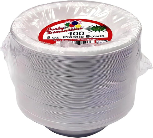 Party Dimensions Premium Heavy Weight Dessert Perfect White Excellent Small Plastic Disposable For Party Catering Supplies, 100 Pcs, 5 oz. Bowl...