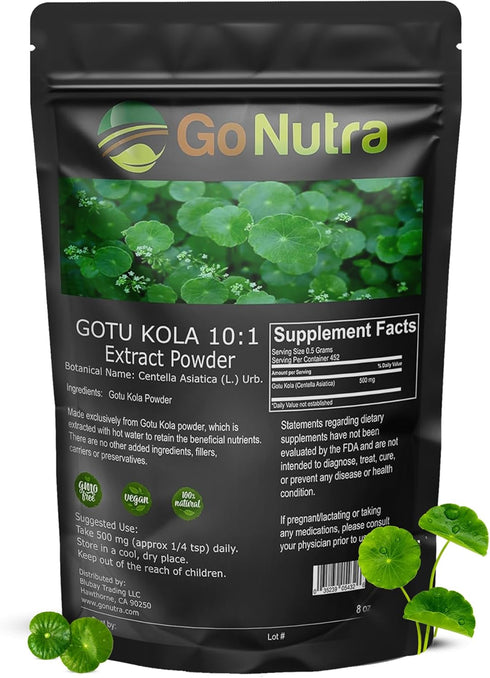 Gotu Kola 10:1 Extract Powder (8 oz), Centella Asiatica | Gluten Free and Non-GMO | Ayurvedic Herbal Supplement...