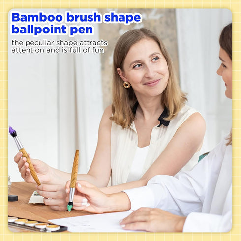 20 Pieces Paintbrush Pen Bamboo Brush Shape Ballpoint Pen Novelty Retractable Paintbrush Ink Pens for Art Activities School Stationery House Warmi...