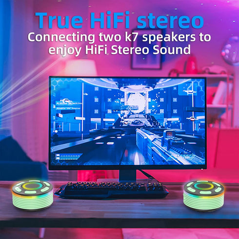 Donerton Bluetooth Speaker, IP7 Waterproof Wireless Speaker, Portable Speaker, HD Surround Sound, LED Light Mini Speakers, Dual Stereo Pairing, Bu...