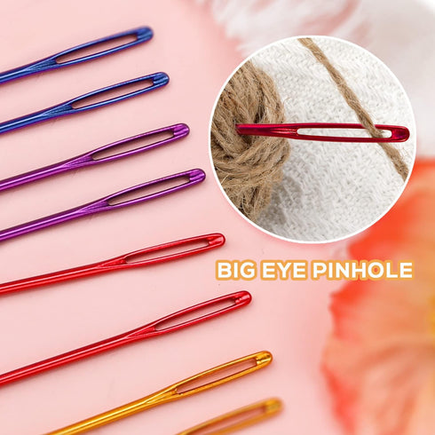 Large-Eye Blunt Needles Kit, Including 8PCS Curved Tapestry Needles 3PCS Yarn Needles 15PCS Stitch Markers, Macrame Needles Darning Needles for Kn...