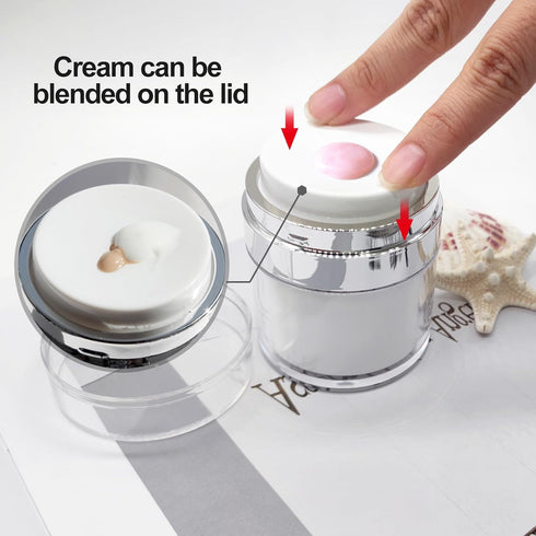 1.7oz Airless Pump Jar Refillable Moisturizer Pump Dispenser Cream Jar Vacuum Bottle Travel Moisturizer Container for Thick Moisturizer, Skincare ...