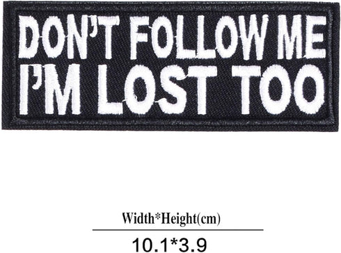 U-Sky Sew or Iron on Clothes Patches, Pack of 3pcs Funny Letter Patches Don't Follow Me I'm Lost Too Motorcycle Biker Jacket Patch for Jeans, Back...