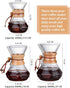 Pour Over Coffee Maker with Reusable Stainless Steel Drip Filter, Lead-Free Borosilicate Glass Coffee Carafe with Modern Wooden Collar for 1-2Cup,...