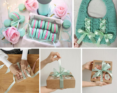 3/8 Inch Mint Green Satin Ribbon, 25 Yards Craft Fabric Ribbon for Gift Wrapping, Floral Bouquets, Christmas, Easter, Handmade Bows and Wedding Pa...