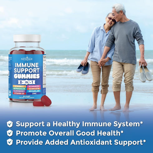 8 in 1 Immune Support Booster Supplement with Astragalus Root, Vitamin C and Zinc 50mg, Vitamin D 5000 IU, Turmeric Curcumin & Ginger, B6, Elderbe...