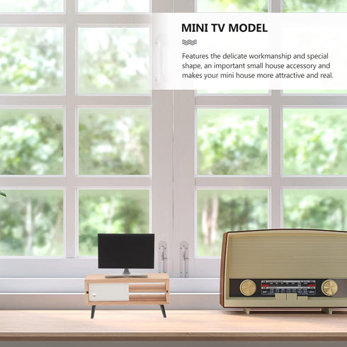 NUOBESTY Dollhouse Miniature TV with Television Cabinet Model, Mini TV and TV Stand Toy Doll House Furniture for Dollhouse Living Room Accessories...