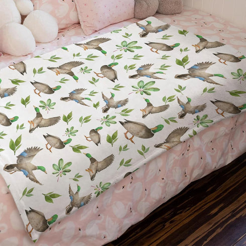 Mallard Duck Green Leaves Baby Blanket for Boys & Girls Duck Hunting Newborn Kids Toddler Baby Nursery Bed Blanket Stroller Crib Soft Warm Receivi...