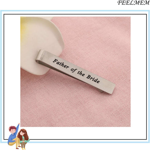 FEELMEM Father of The Bride Gifts to The Man I Love You First Stainless Steel Tie Clips Wedding Tie Bar for Dad Gift...