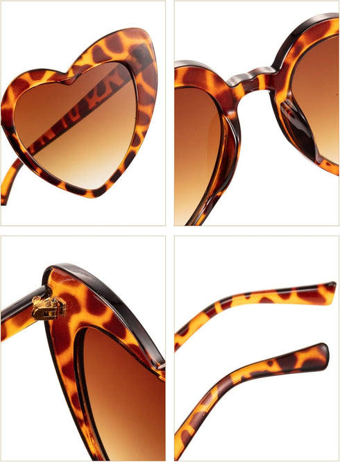 4 Pairs Heart Shaped Sunglasses Goggle Vintage Cat Eye Sunglasses Mod Style Retro Glasses with 4 Pieces Glasses Cloth 4 Pieces Flannel Bag for Par...