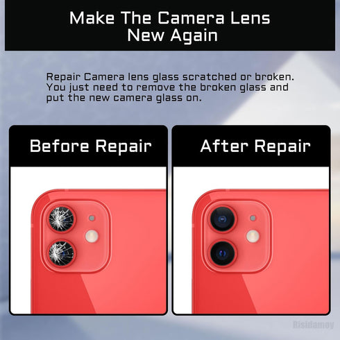 2 Sets for iPhone 12 OEM Rear Camera Lens with Dual-Sided Adhesive Replacement for iPhone 12 Mini Rear Camera Lens for iPhone12 with Repair Kit Fi...