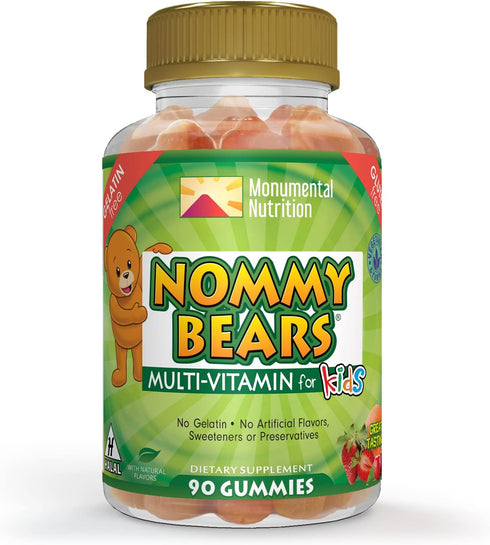 MULTIVITAMIN Gelatin-Free Gummies: for Kids, Children, Teens, Nom Nom Yummy, 3 Delicious Flavors, 11 Essentials, Gluten-free, Halal Certified, Mom...