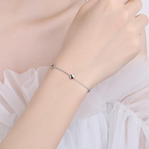 Love Heart Bracelet for Women 925 Sterling Silver Cute Star Moon Emerald Charm Chain Bracelet 14k Gold Plated Adjustable Link Bracelet Bangle Jewe...