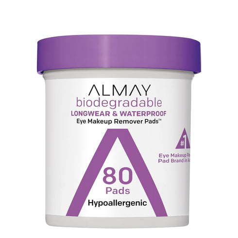 Almay Biodegradable Makeup Remover Pads, Longwear & Waterproof, Hypoallergenic, Fragrance-Free, Dermatologist & Ophthalmologist Tested, 80 count...