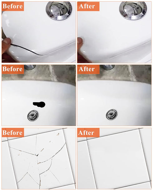 Bath Repair Kit White, Endhokn Enamel, Porcelain, Acrylic, Fiberglass, Ceramic Sink, Tub Tile Toilet Shower Kit & Tray & Chip & Pedestal Crack Hol...