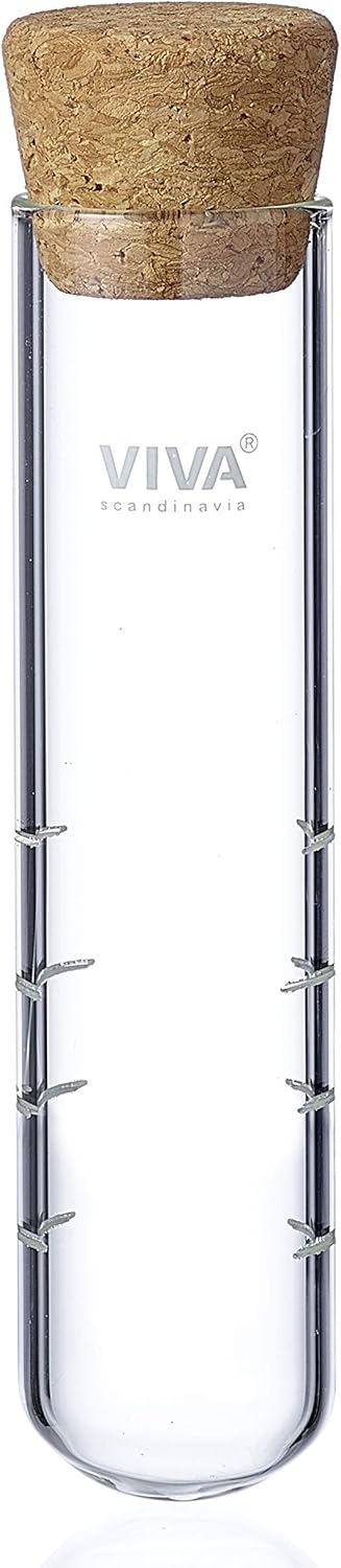 VIVA Travel Glass Tea Infuser Tube with Cork Lid - For Brewing Tea On The Go...