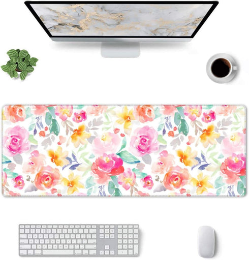 Pink Desk mat,Floral Desk mat,XXL Mouse pad,Floral Mouse pad,Christmas Gifts,Desk Accessories for Women,Pink Office Supplies,Office Decor for Wome...
