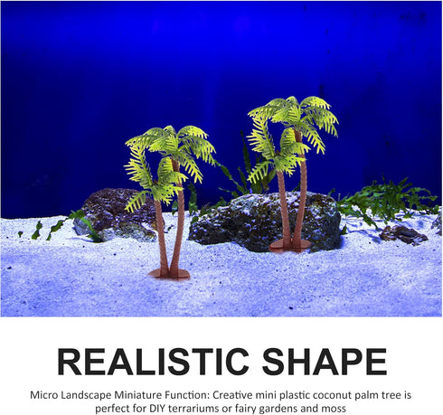Amosfun 5Pcs Plastic Coconut Palm Model Trees Artificial Trees Miniature Plant for Cake Decorations Pots Bonsai Craft Micro Landscape DIY Decor...