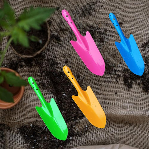 4 PCS Gardening Trowels,Mini Colorful Trowel Metal Garden Hand Shovels,Garden Tools for Kids Teens Adults Flower Soil Planting Digging Transplanti...