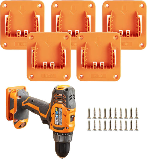 5 Packs Tools Drill Mount Holder, Fit for RIDGID 18V Li-ion Drill Tools Holder Dock Hanger with 20 Screws(No Tool)...